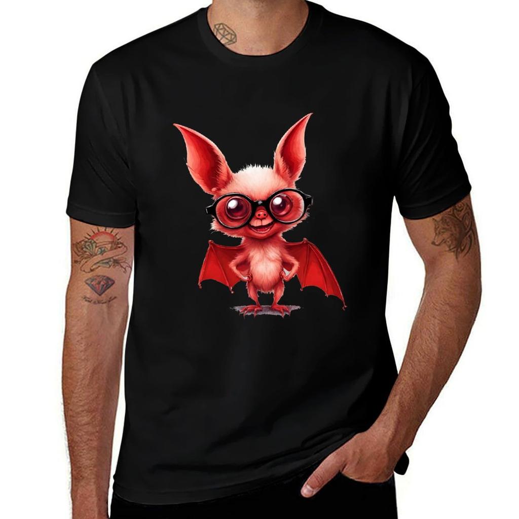 Smiling Bat With Glasses Halloween Charm Tshirt Holiday Simple Tee Shirt Tshirt