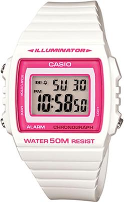 Casio Стандартные цифровые часы глянцевые белые x розовые Overseas Модель W-215H-7A2V мужские женские [Товар]