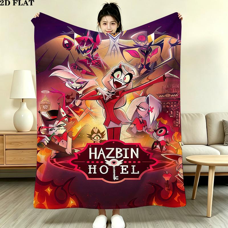 Hazbin Hotel Print Flannel Blanket High Quality Warm Comfortable Cover for All Seasons Perfect for Gifts Home Decor