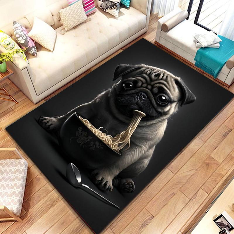 Lovely Pug Dog Water Absorption Anti-Slip Door Mat Cartoon Cute Animal Carpets Bedroom Rugs Decorative Stair Mats Home Decor