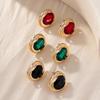 A Pair of Luxurious Glass-Inlaid Zinc Alloy Earrings, Vintage Earrings Suitable for Daily Wear and Wedding Wear