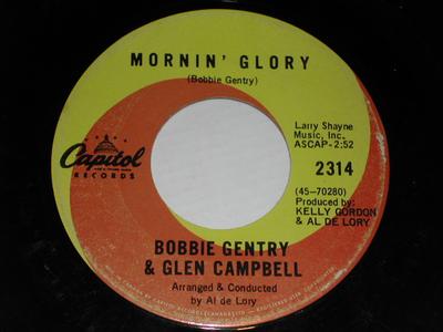 7-дюймовая пластинка BOBBIE GENTRY & GLEN CAMPBELL - Mornin' Glory 2314 Capitol Records 1968 US Фолк Б/У