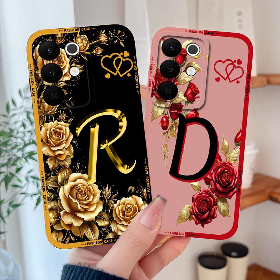 Чехол для телефона Realme C85 Pro Цветы Имя Буквы Мягкий Жидкий Силикон Чехол с Полной Защитой Для Realme C 85 Ударопрочный Корпус