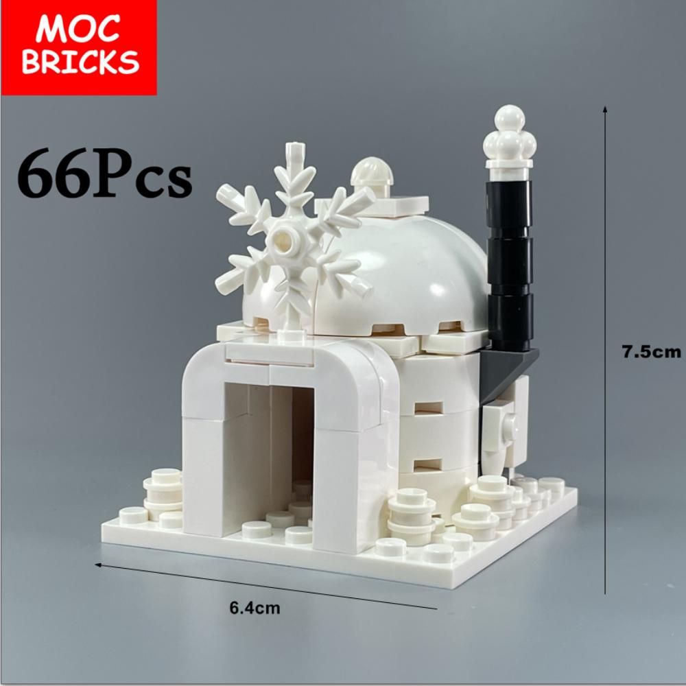 MOC Кубики Иглу Светящийся Дом Ледяной Волк Сибирский Хаски Классическая Архитектура Вид Образовательный Строительный Блок Игрушка Рождественский Подарок