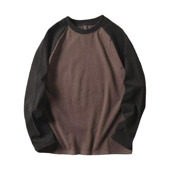 Осень-зима мужской топ с цветным блоком и круглым вырезом, длинный рукав, пуловер, большой размер, толстый, теплый, спортивный, фитнес, свитшот, повседневная одежда, деловая одежда