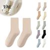 Lightweight Breathable Hosiery Crew Socks for Women, Solid Color Mid-calf Socks, Non-binding Skin Friendly Yoga Daily And Sports, Comfortable
