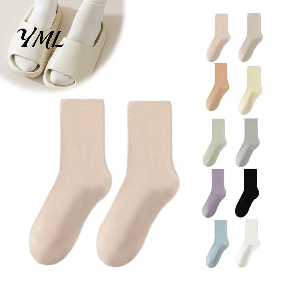 Lightweight Breathable Hosiery Crew Socks for Women, Solid Color Mid-calf Socks, Non-binding Skin Friendly Yoga Daily And Sports, Comfortable