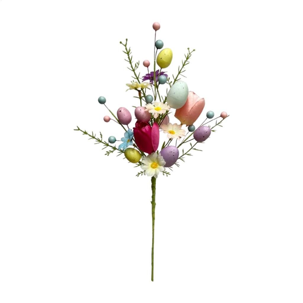 Easter Decorations Artificial Floral Easter Egg Picks Spring Stems Plastic Flower Decor Home Vase Filler Table Home Decor
