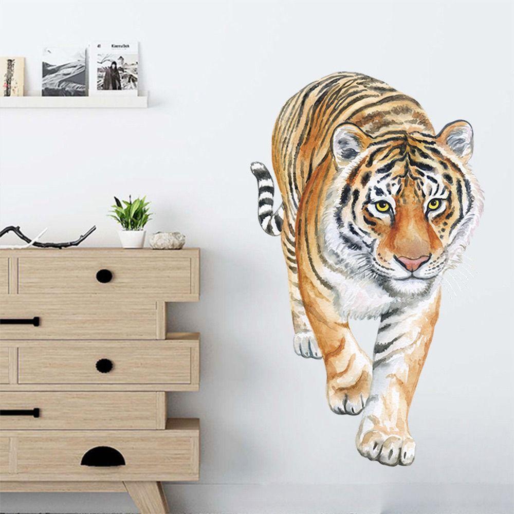 Multicolor 3D Tiger Wall Sticker Self-Adhesive Mural Art Gift Cartoon Animal Stickers