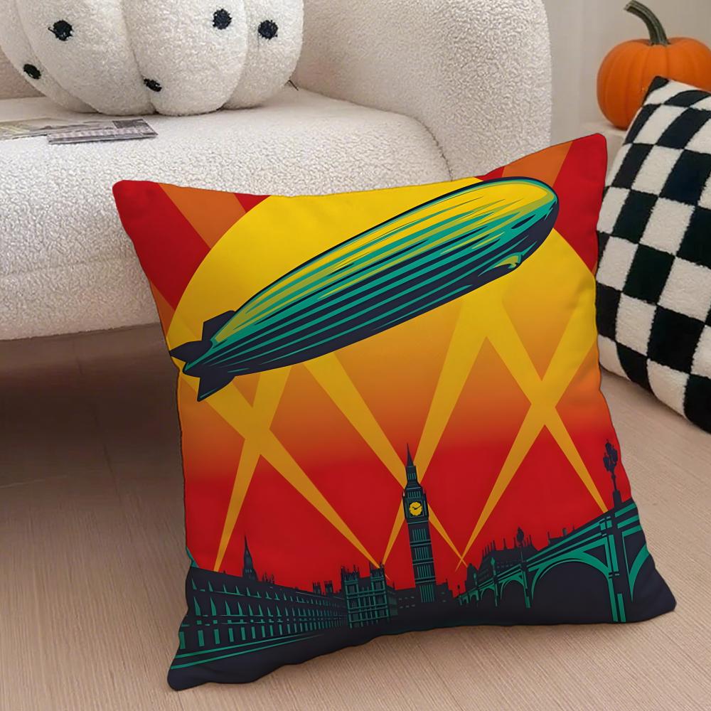 Fashion Iconic LLed ZeppelinS Rock Cushion Cover Throw Pillow Cover Hidden Button Durable Polyester Chair Cushion