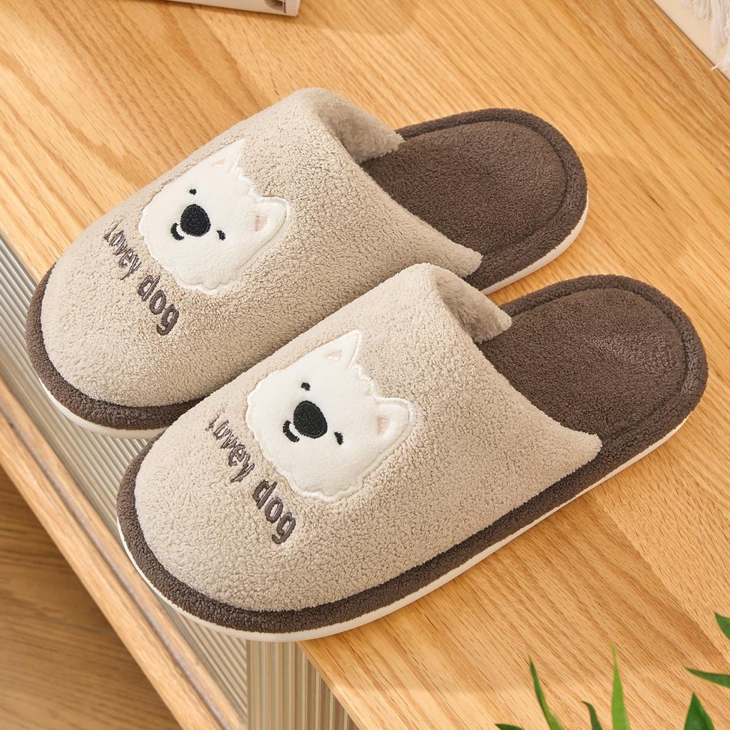 Non-slip and Antibacterial Cotton Slippers Autumn and Winter 2025 New Home Non-slip and Warm Couples Four-season Silent Slippers