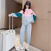 Girls' Korean-Style Casual Hooded Jacket and Pants Set - Fall/Spring Collection