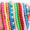 60pcs/Bag 6x6mm Flat Round Cylinder Polymer Resin Clay Beads Loose Spacer Handmade Beads For DIY Jewelry Making Bracelets Necklaces Crafts 38cm/15