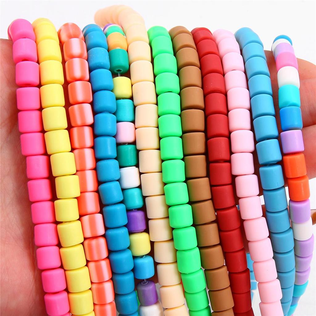 60pcs/Bag 6x6mm Flat Round Cylinder Polymer Resin Clay Beads Loose Spacer Handmade Beads For DIY Jewelry Making Bracelets Necklaces Crafts 38cm/15