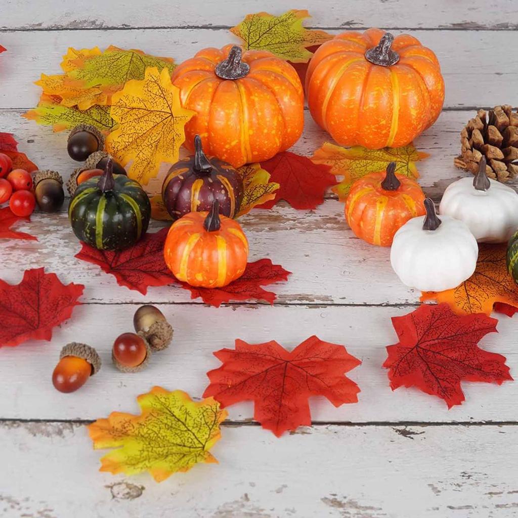 162 шт. Набор искусственных украшений для урожая, реалистичные кленовые листья, желуди, тыквы, украшения для домашнего стола