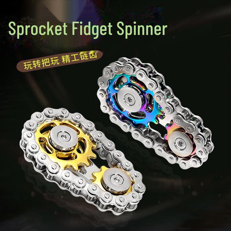 Zinc Alloy Metal Wheel Chain Fidget Spinner Gear EDC