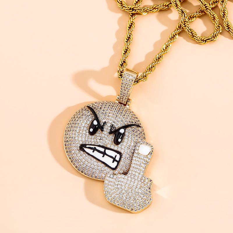 Новая европейская и американская вертикальная подвеска с выражением среднего пальца, инкрустированная медью и цирконом