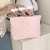 Cute Pink Women's Cosmetic Bag Make Up Case Quilted Cotton Travel Storage Bags Portable Wash Bag Clutch Purse Handbags Mommy Bag