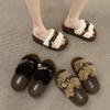Women Platform Fur Slippers Home Cotton Flats Mules Shoes Winter 2025 Casual Flip Flops Fashion Cozy Slingback Zapatillas Mujer