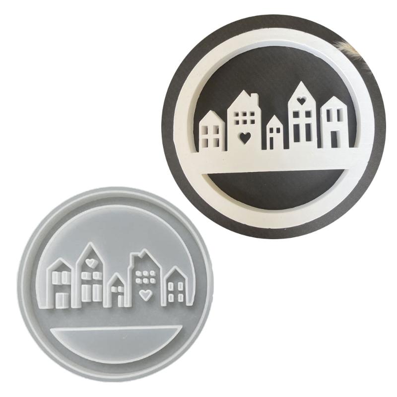 Hollow House Wreath Resins Molds for Making Tealight Holder Decorations Holiday Gift Room Decorations Art Craft Project