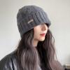100% чистая шерсть вязаная шапка женская осенне-зимняя универсальная большая окружность головы защита от холода защита ушей теплая шерстяная шапка