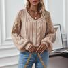 Осень-зима Винтажный свободный топ с длинными рукавами однотонный кардиган трикотажный свитер с V-образным вырезом
