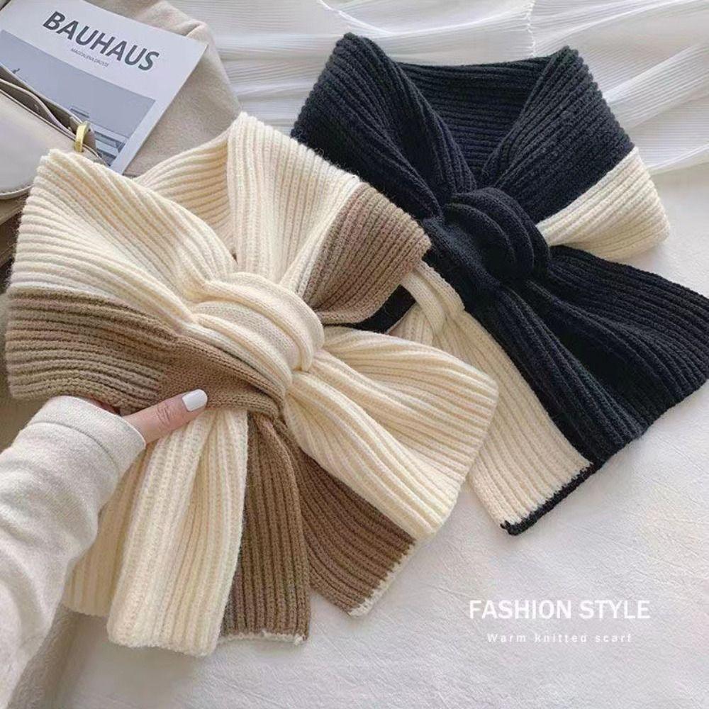 Аксессуары для одежды в корейском стиле, шарф, теплая накидка, осенне-зимняя шаль, шарф для женщин, крест-накрест, шарф для девочек