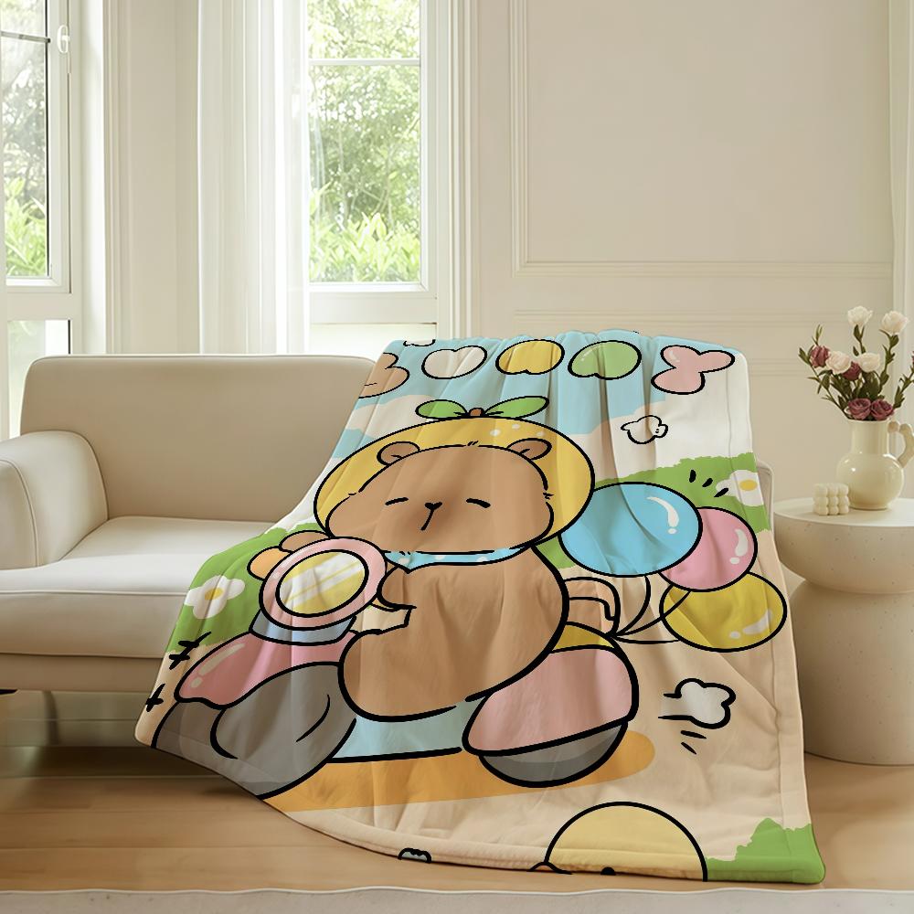 Capybara Cute Cartoon Blanket Warm Soft Suitable For Bedroom Sofa Bed Living Room Office Travel Camping Gifts