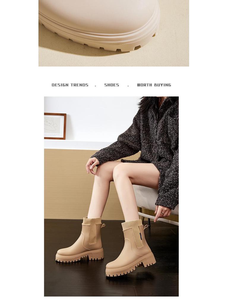 Женские эластичные резиновые сапоги Chelsea, средней высоты, водонепроницаемые, нескользящие; Идеально подходит для ношения на открытом воздухе.