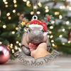 Hippo Pendant 2D Flat Acrylic Hippo Hanging Ornament Cartoon Hippo Christmas