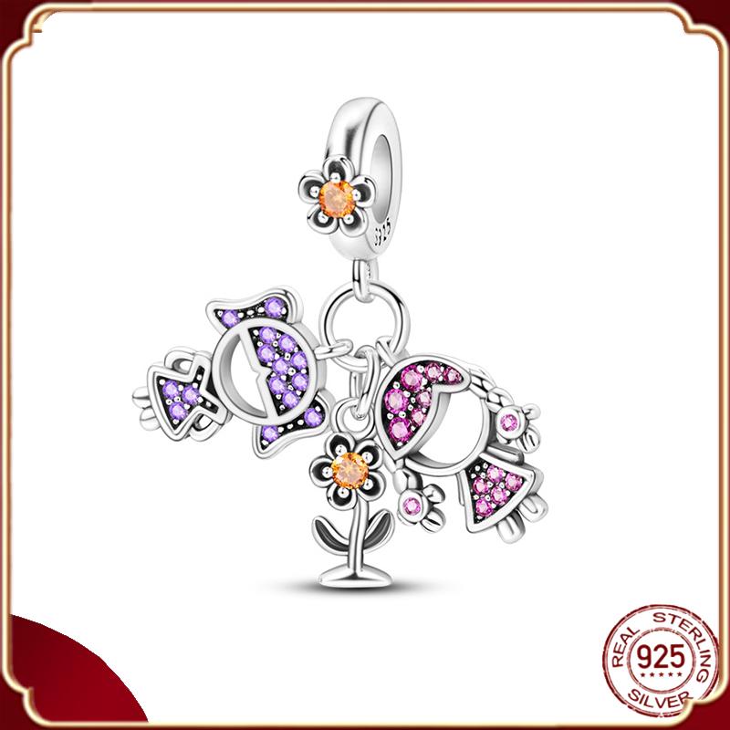 Подвески Plata De Ley S925, серебряный хамелеон, светящийся светлячок, самолет, чемодан, подходит для S925, оригинальные браслеты, кулон, ювелирные изделия своими руками
