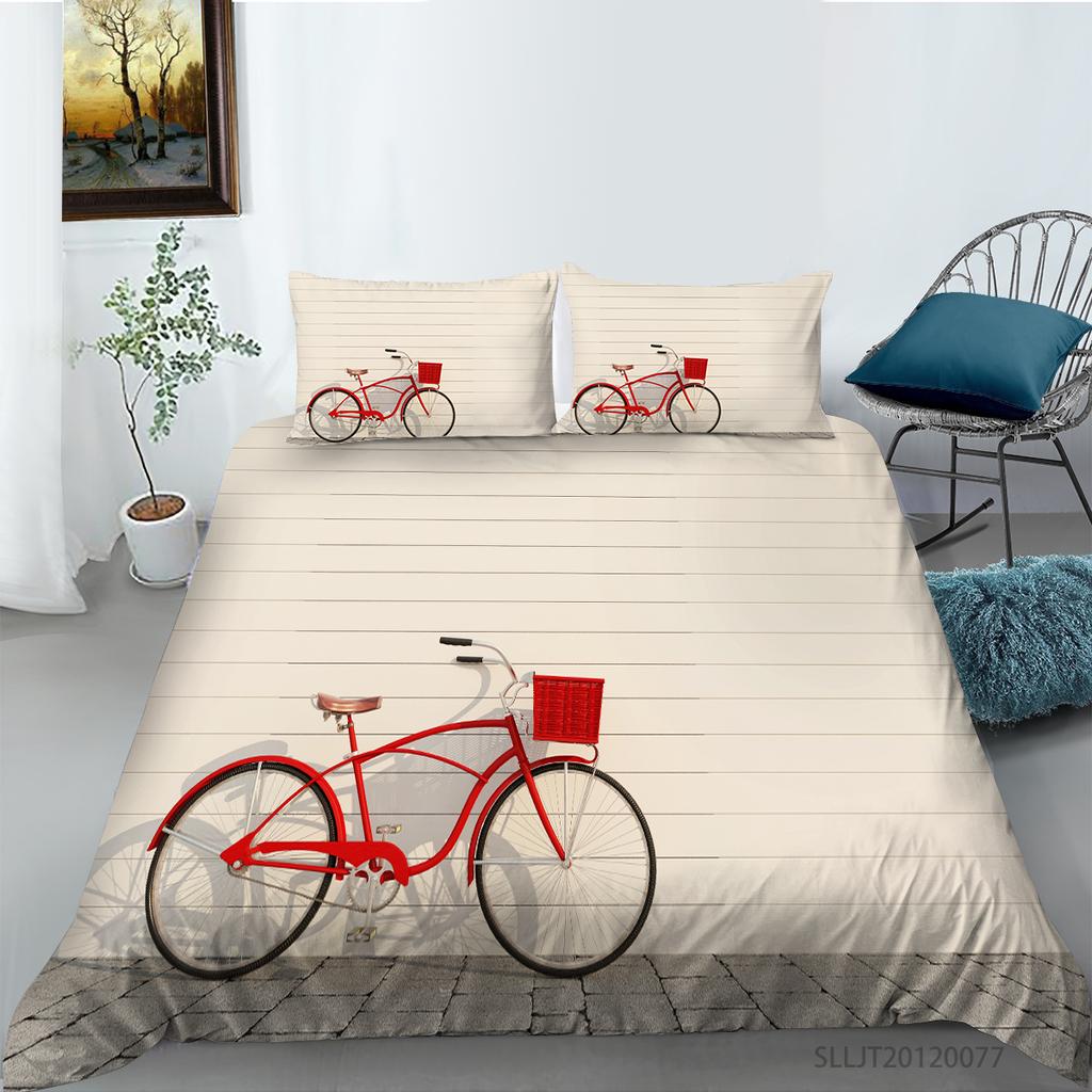 3D Bedding Set Vehicle Pattern Quilt Cover and Pillowcase 2 or 3 Pieces of Aircraft or Bicycle Printed Full-size Washable and Comfortable Bedding