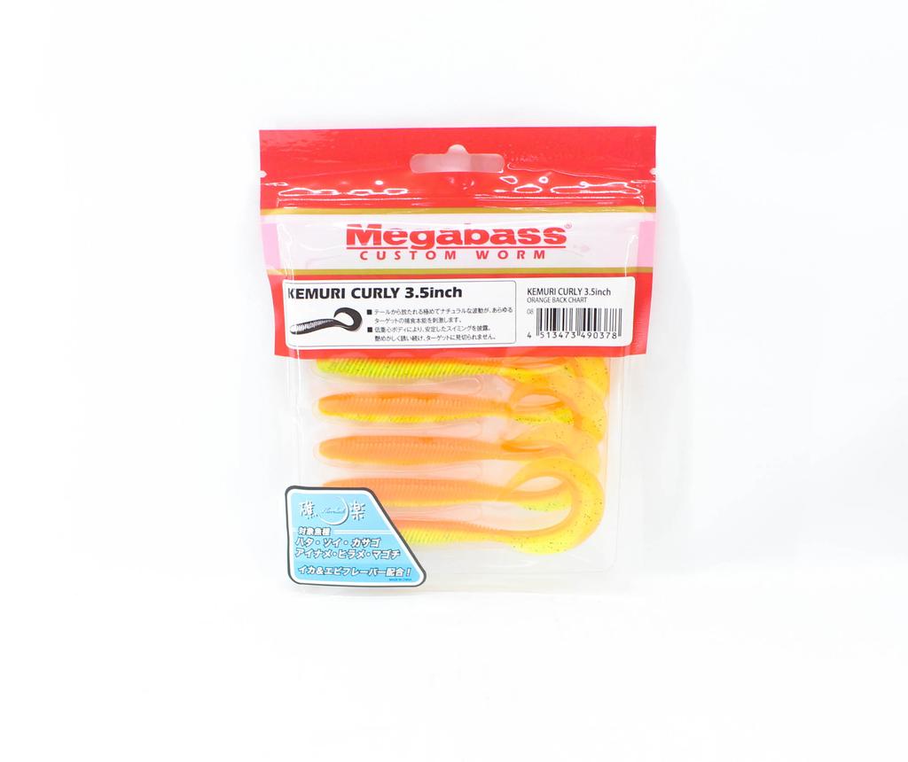 Megabass Мягкая приманка Kemuri Curly 3,5 дюйма, оранжевая задняя часть (0378)