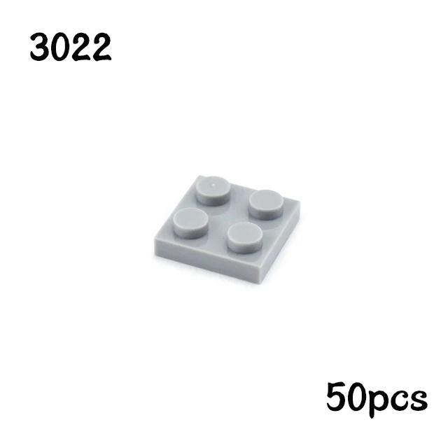50 ШТ. Детали MOC 3022 Тонкая пластина 2x2 точки Строительные блоки 2*2 Фигурки Кирпичики DIY Образовательная креативная игрушка для детей