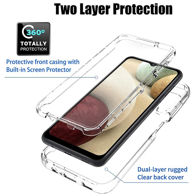 Case For Samsung A12 Cover 360° Double Sided Silicone Phone Cases For Samsung Galaxy A12 A 12 SM-A125F/DS A125F A125 Clear Full Body Soft TPU Cover