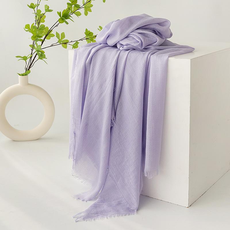 Spring and summer sunscreen scarf imitation cotton and linen solid color simple shawl women's high-end silk scarf yarn headscarf women's cross-border