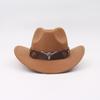 Solid Color Cowgirl Jazz Hat Woolen Party Cosplay Hat Vintage Western Cowboy Hat  Cycling Caps