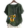Fashionable Women's Cotton Short Sleeve Top with 11 Colorful Floral Prints and Round Neck