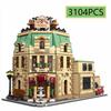 3104Pcs Moc City Street View Paris Restaurant Construction Building Led Light Assembling Toys For Children Birthday Gift Set