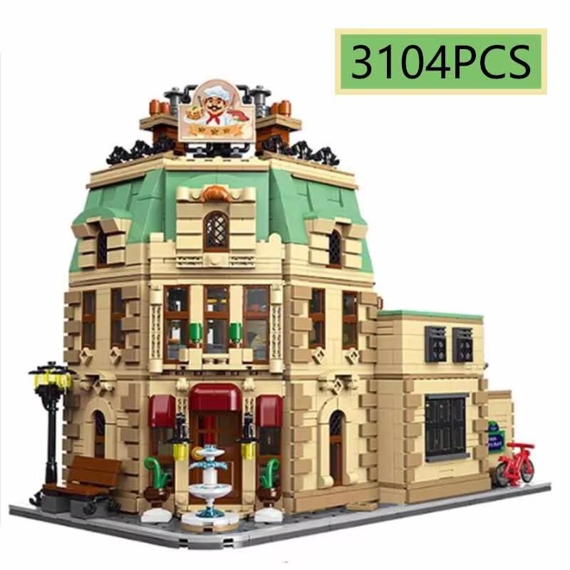 3104Pcs Moc City Street View Paris Restaurant Construction Building Led Light Assembling Toys For Children Birthday Gift Set
