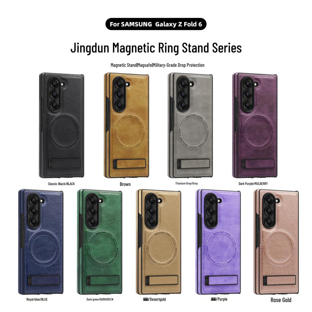Кожаный чехол-подставка с магнитом Crystal Shield для Samsung Z Fold7 - Полное покрытие, Защита от падений