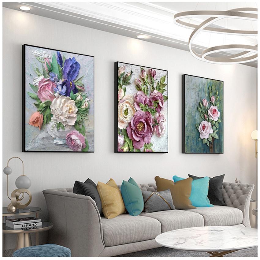 Настенные постеры и цветы, настенные росписи для украшения гостиной, искусство, скандинавский декор дома, абстрактная живопись на холсте