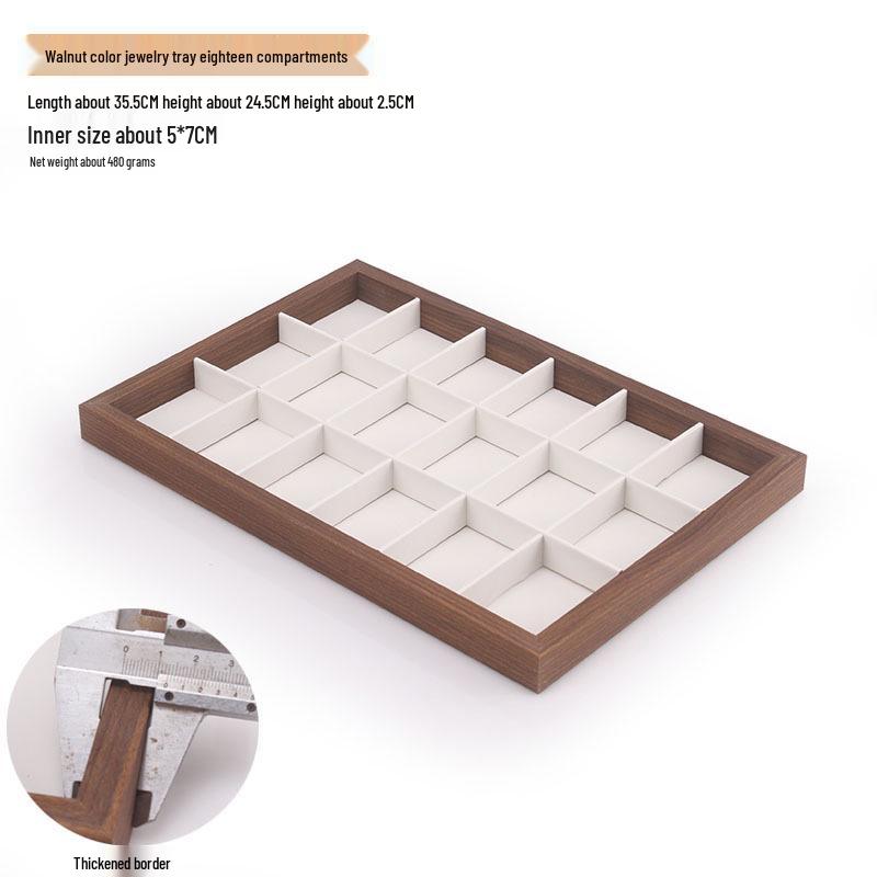 Шкатулка для украшений из орехового дерева с белой кожей и крышкой, пыленепроницаемое хранилище для серег, колец, ожерелий и браслетов.