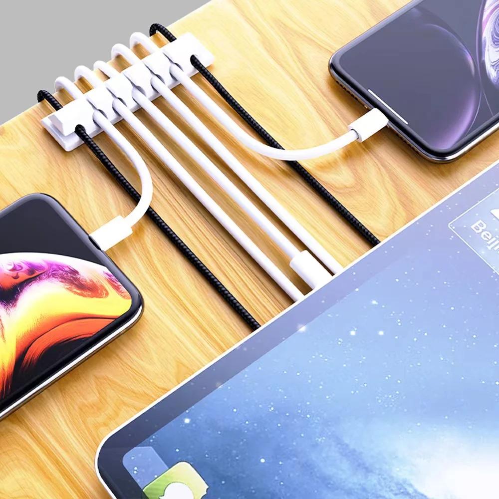 Силиконовый органайзер для кабелей USB-кабеля, намотчик, гибкий держатель для управления кабелями, зажимы для провода мыши, наушников, автомобильного провода