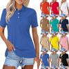 Women's Fashion Casual Lapel Short Sleeve Solid Color Shirt Women's Button Up Tops