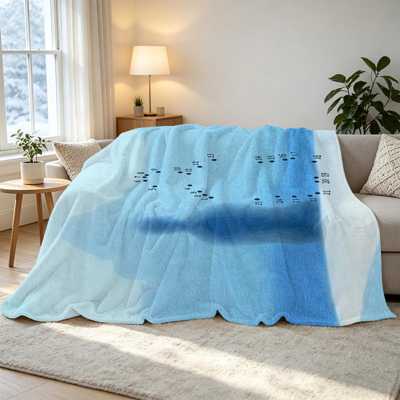 Gradient Blue Flannel Blanket – Soft, No Shedding, Warm Cozy Throw for Home, Halloween & Christmas Daily Use