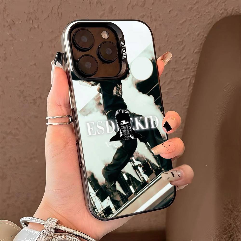 Чехол Singer E-EsDeeKid для iPhone 15 14 13 Plus 17 16 12 11 Pro Max, матовый, цветной, серебристый, роскошный