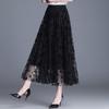 Korean Women Mesh Skirt Fashion Hook Flower Loose Midi Skirt Elegant Female Casual All Match Skirts Summer