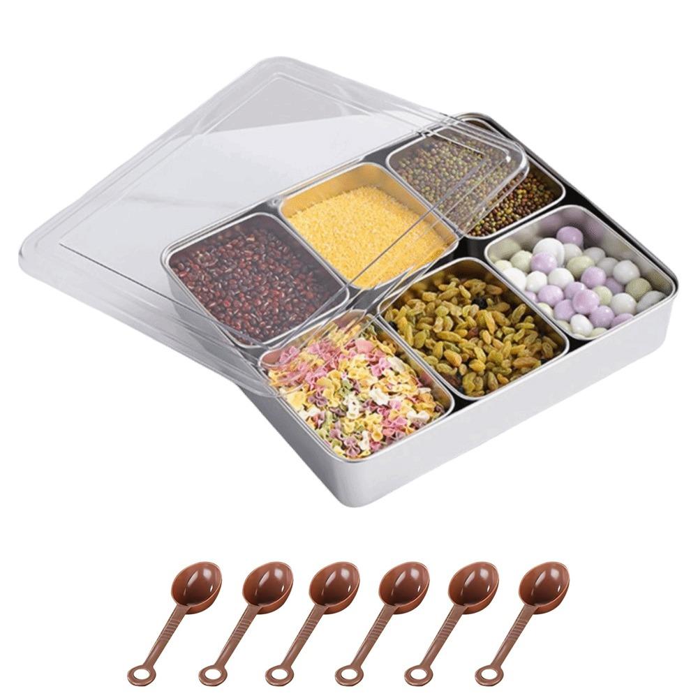 Контейнеры для приправ из нержавеющей стали 6 и 8 ячеек Органайзер для приправ Хранение Коробка для приправ Ресторан