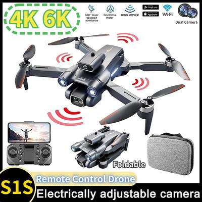 Новый Дрон S1S 6K HD с двойной камерой WIFI FPV Бесщеточный RC Дрон с оптическим потоком Складной квадрокоптер 3 км Четырехосный самолет RC Дроны